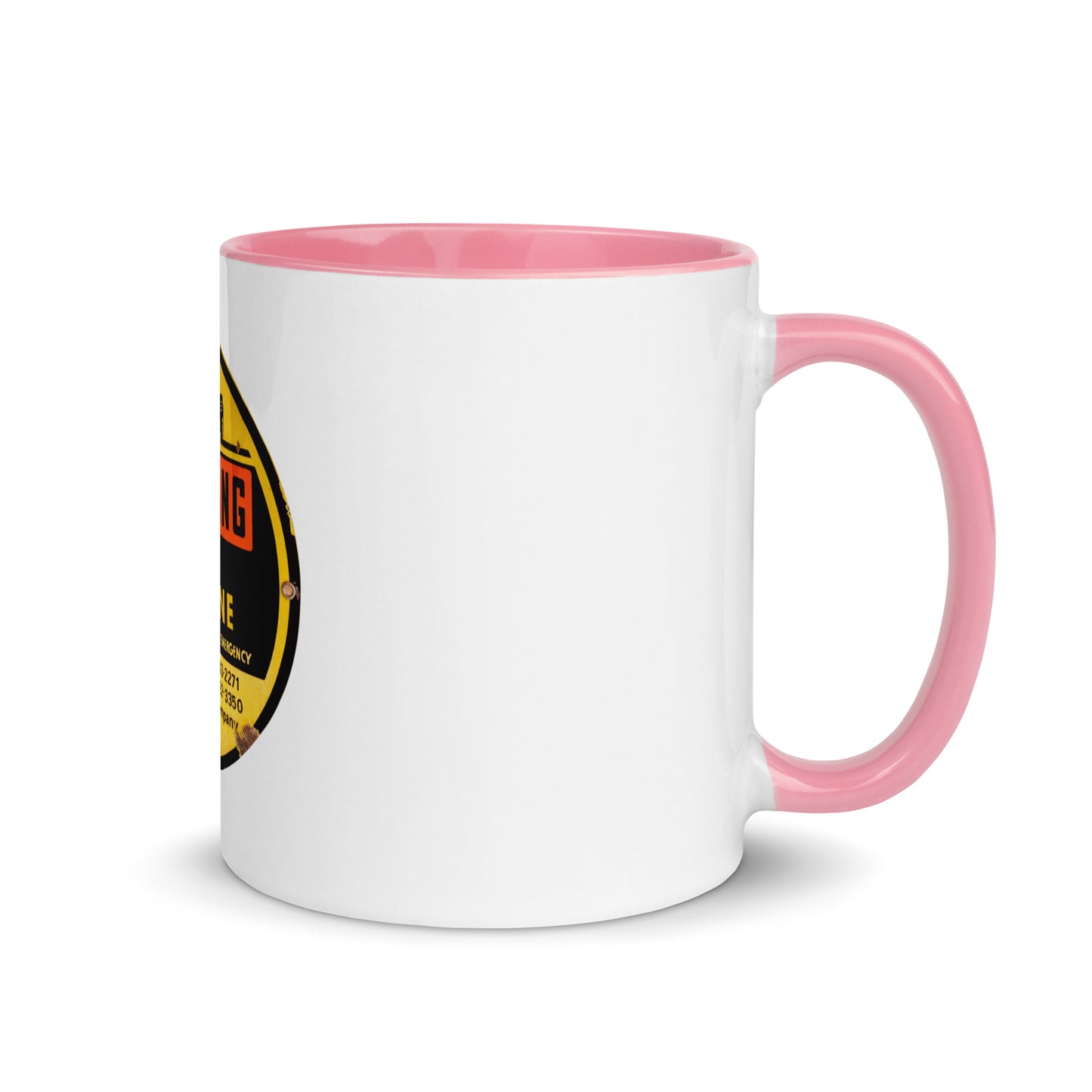 Retro Gas Warning Sign Tin Mug with Color Inside