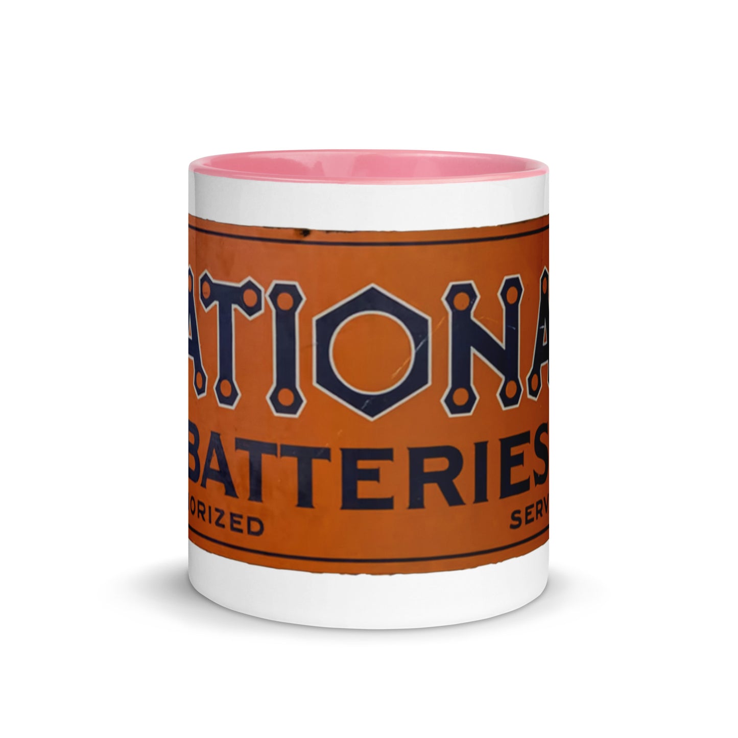 Retro National Battery Sign Patina Style Mug with Color Inside