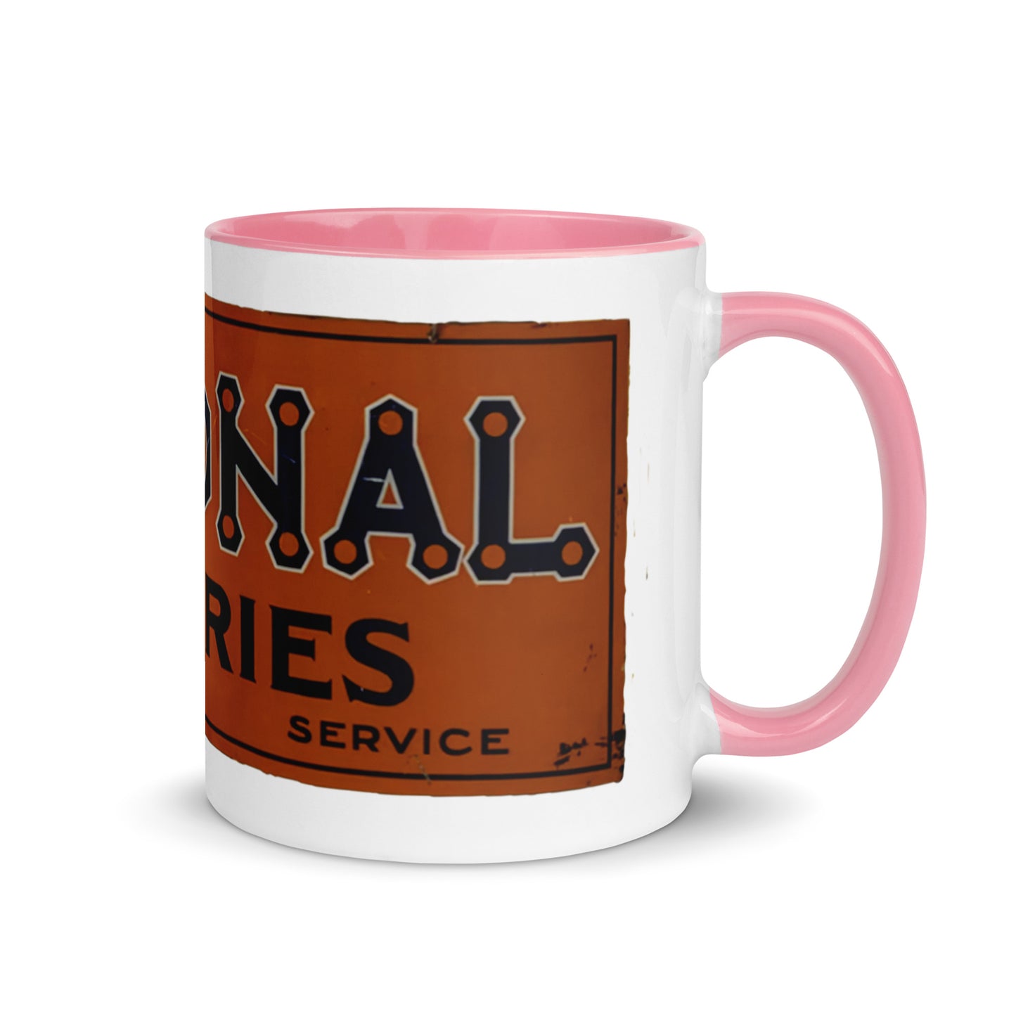 Retro National Battery Sign Patina Style Mug with Color Inside