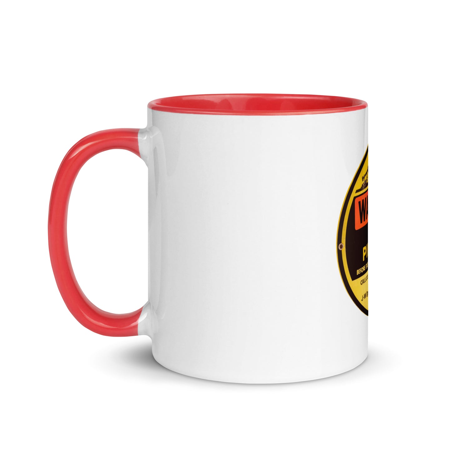 Retro Gas Warning Sign Tin Mug with Color Inside