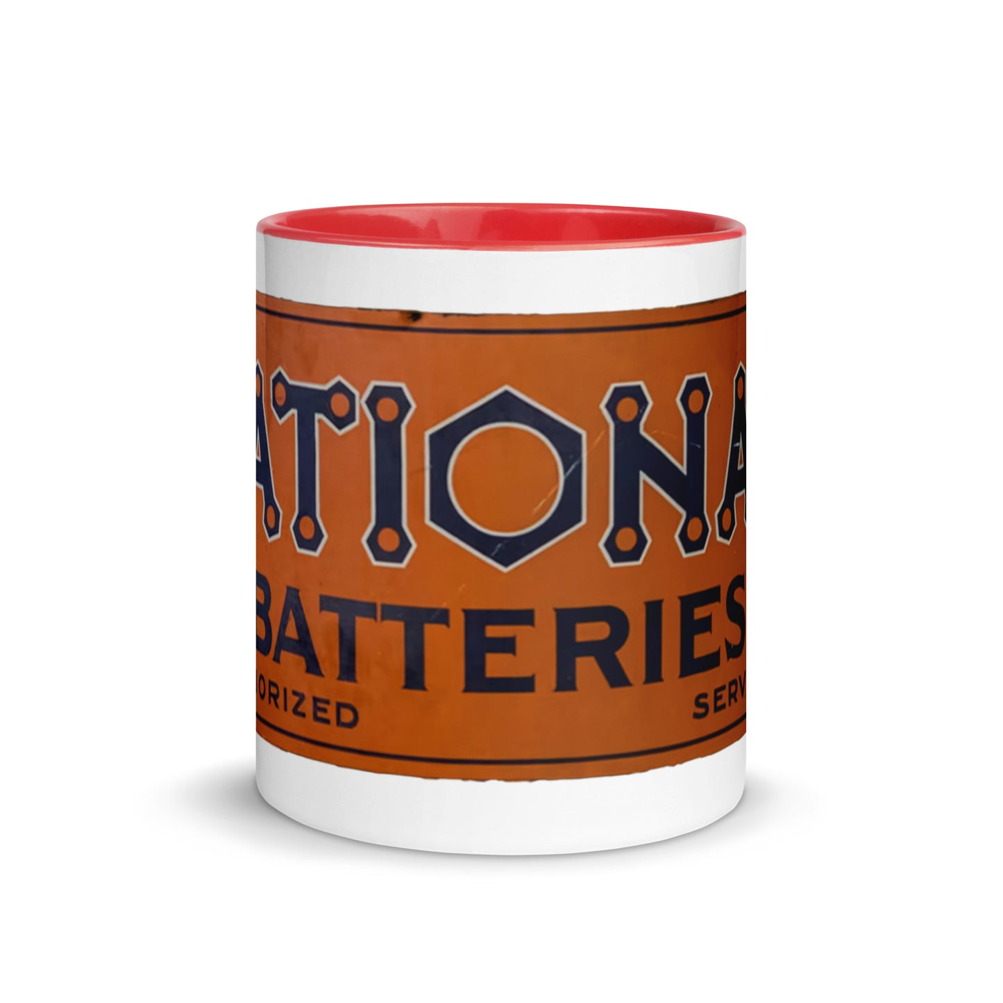 Retro National Battery Sign Patina Style Mug with Color Inside