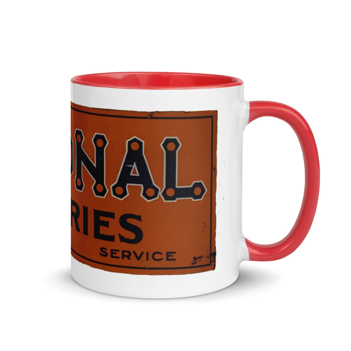 Retro National Battery Sign Patina Style Mug with Color Inside