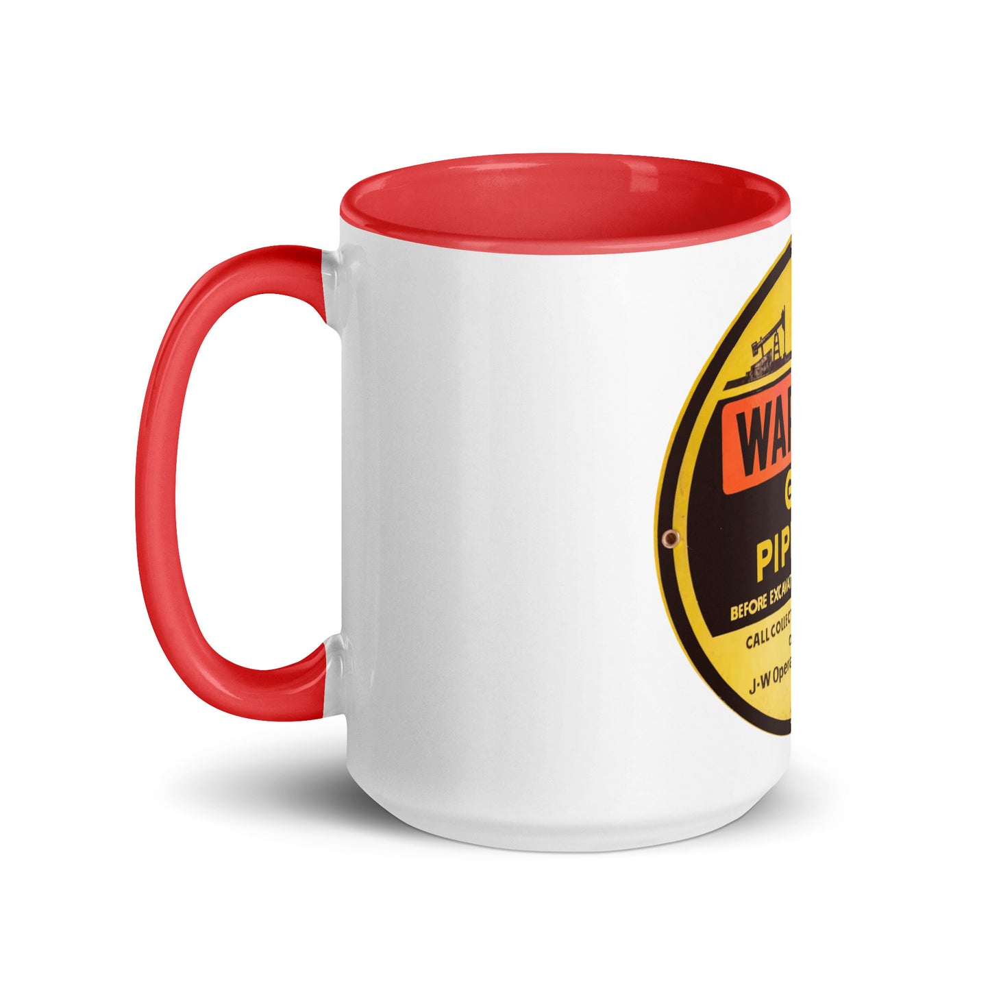 Retro Gas Warning Sign Tin Mug with Color Inside