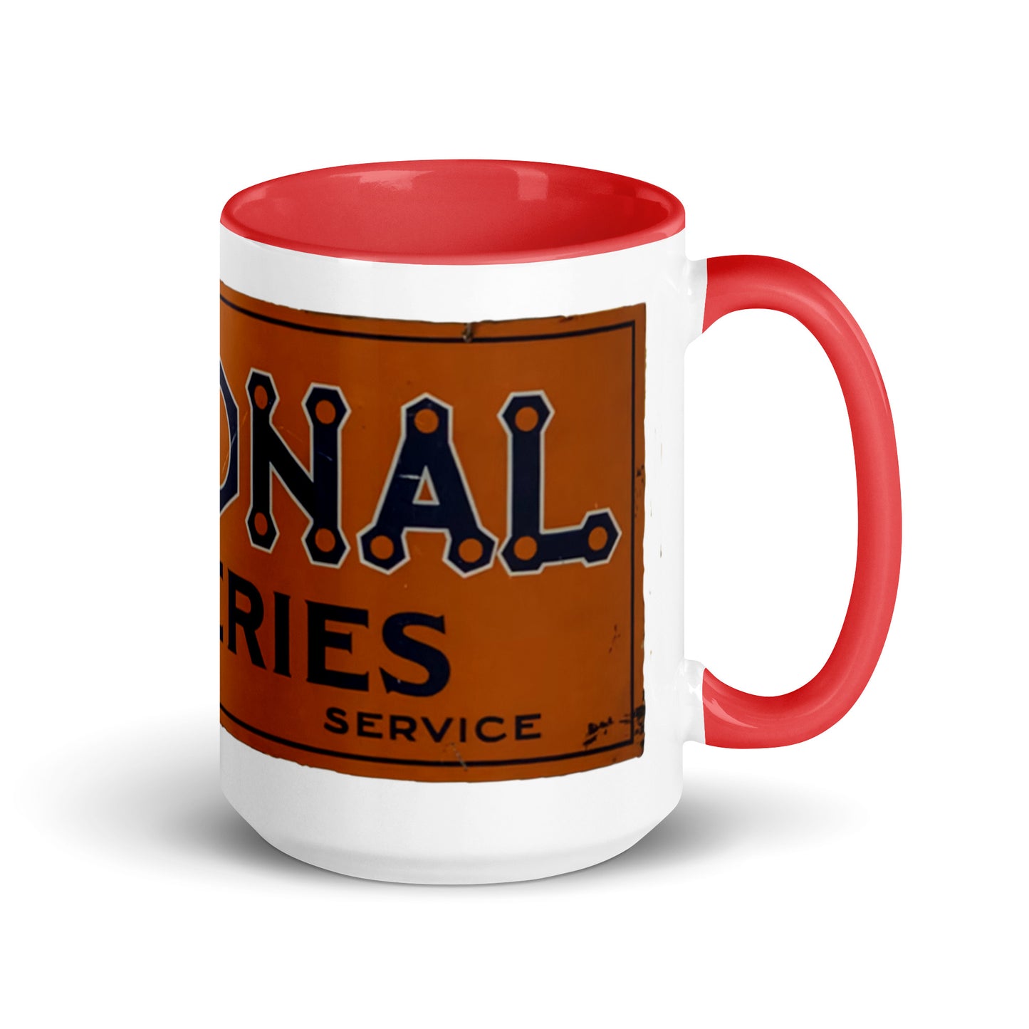 Retro National Battery Sign Patina Style Mug with Color Inside