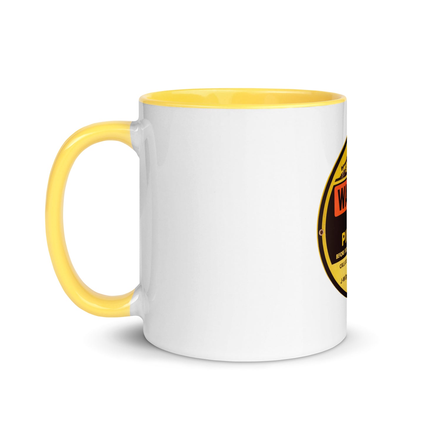 Retro Gas Warning Sign Tin Mug with Color Inside