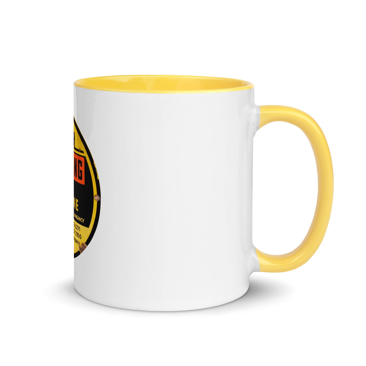 Retro Gas Warning Sign Tin Mug with Color Inside