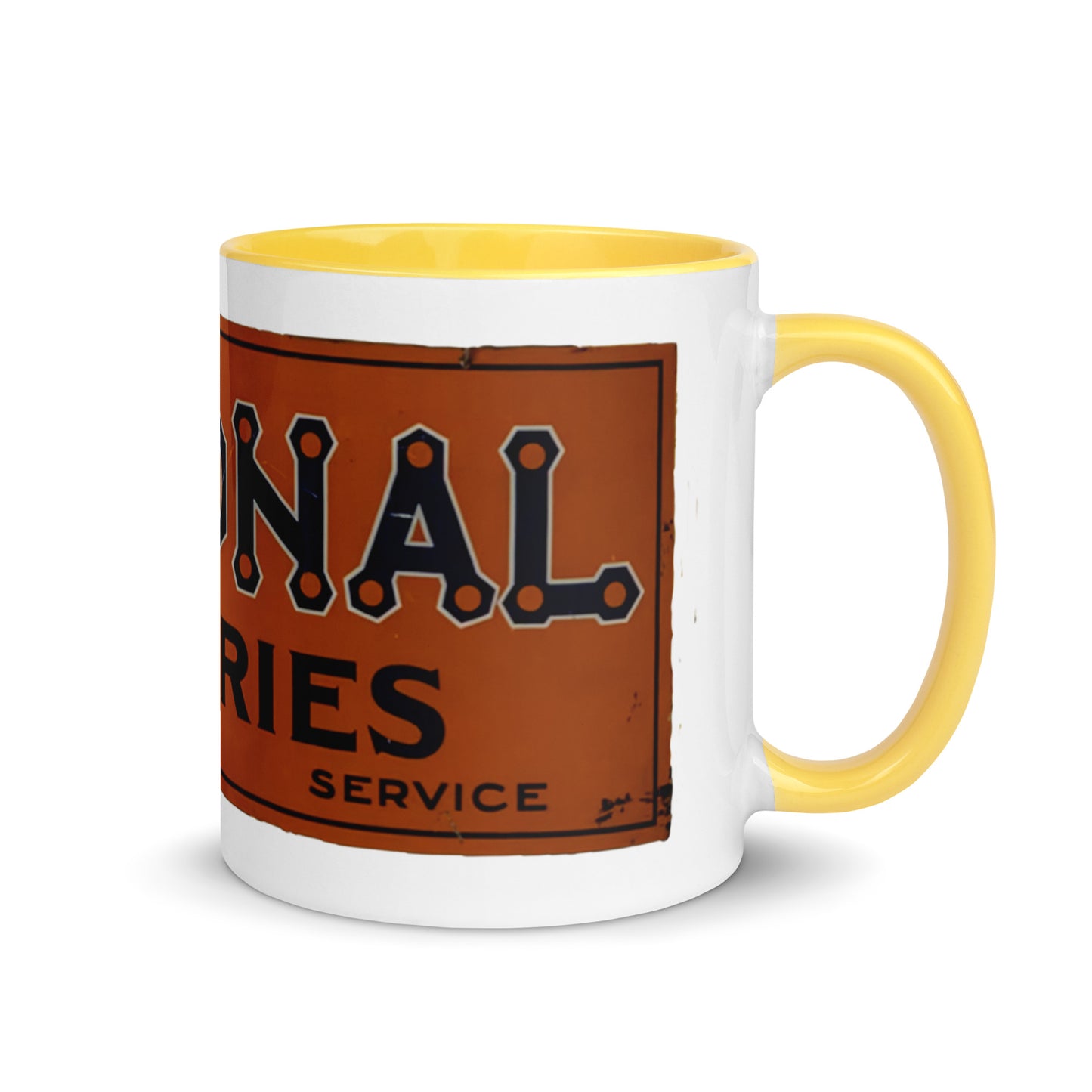 Retro National Battery Sign Patina Style Mug with Color Inside