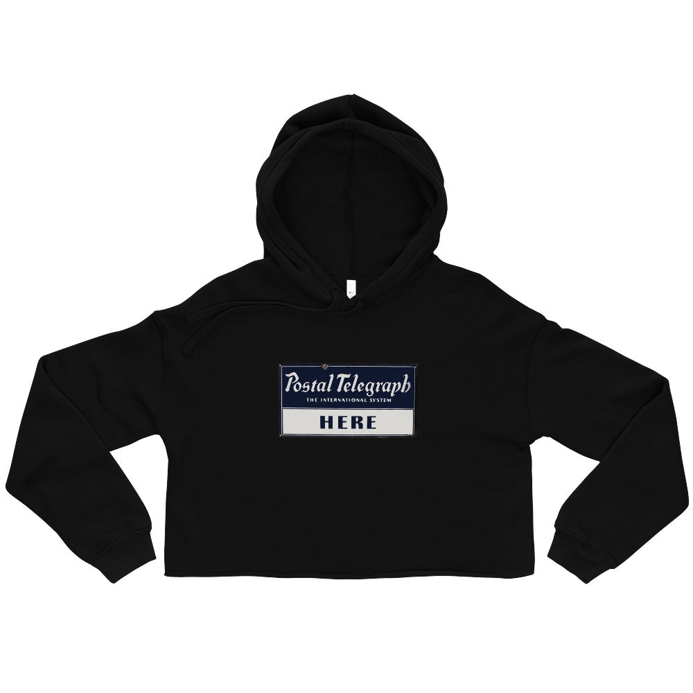Vintage Telegraph Sign (The Original Email) Crop Hoodie