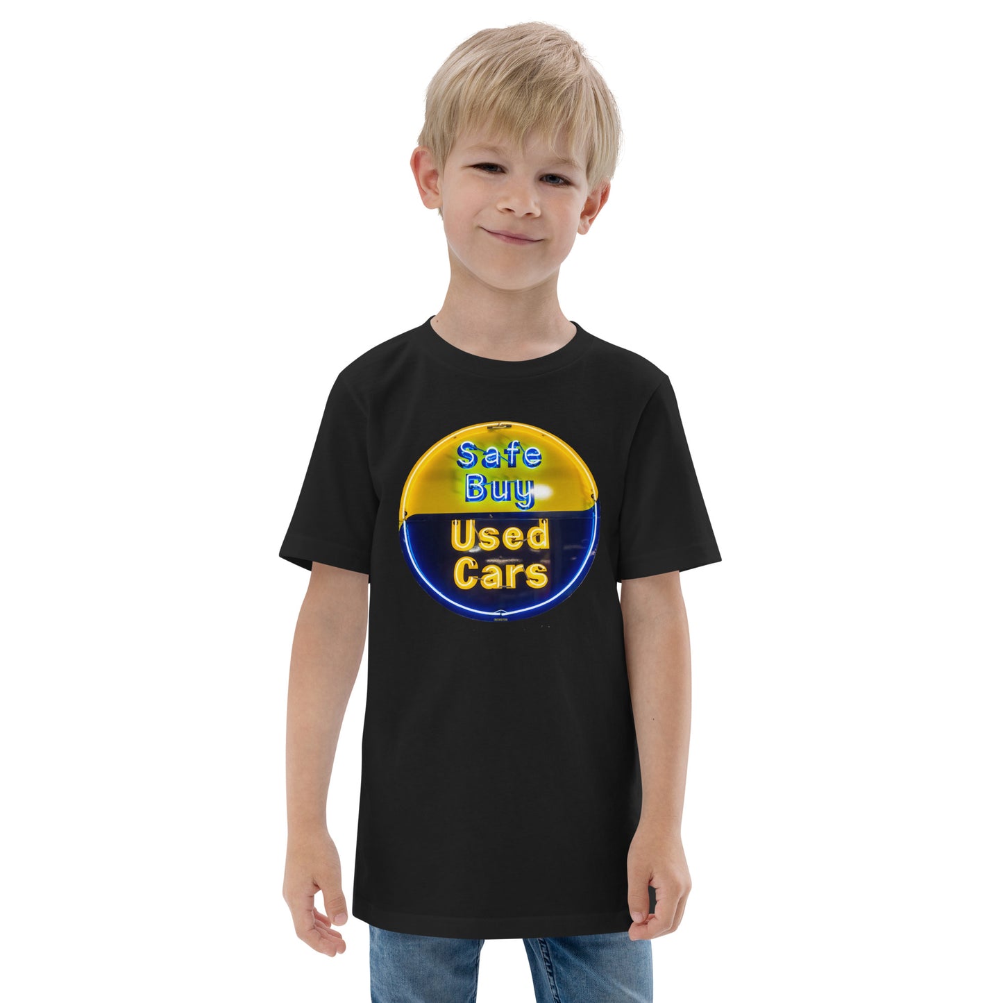 Buy Safe Vintage Used Car Sign Neon Style Youth jersey t-shirt