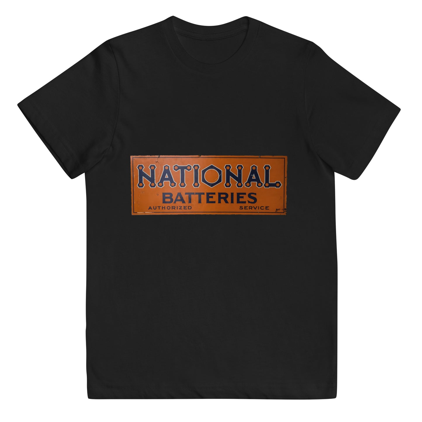 Retro National Battery Sign Patina Style Youth jersey t-shirt