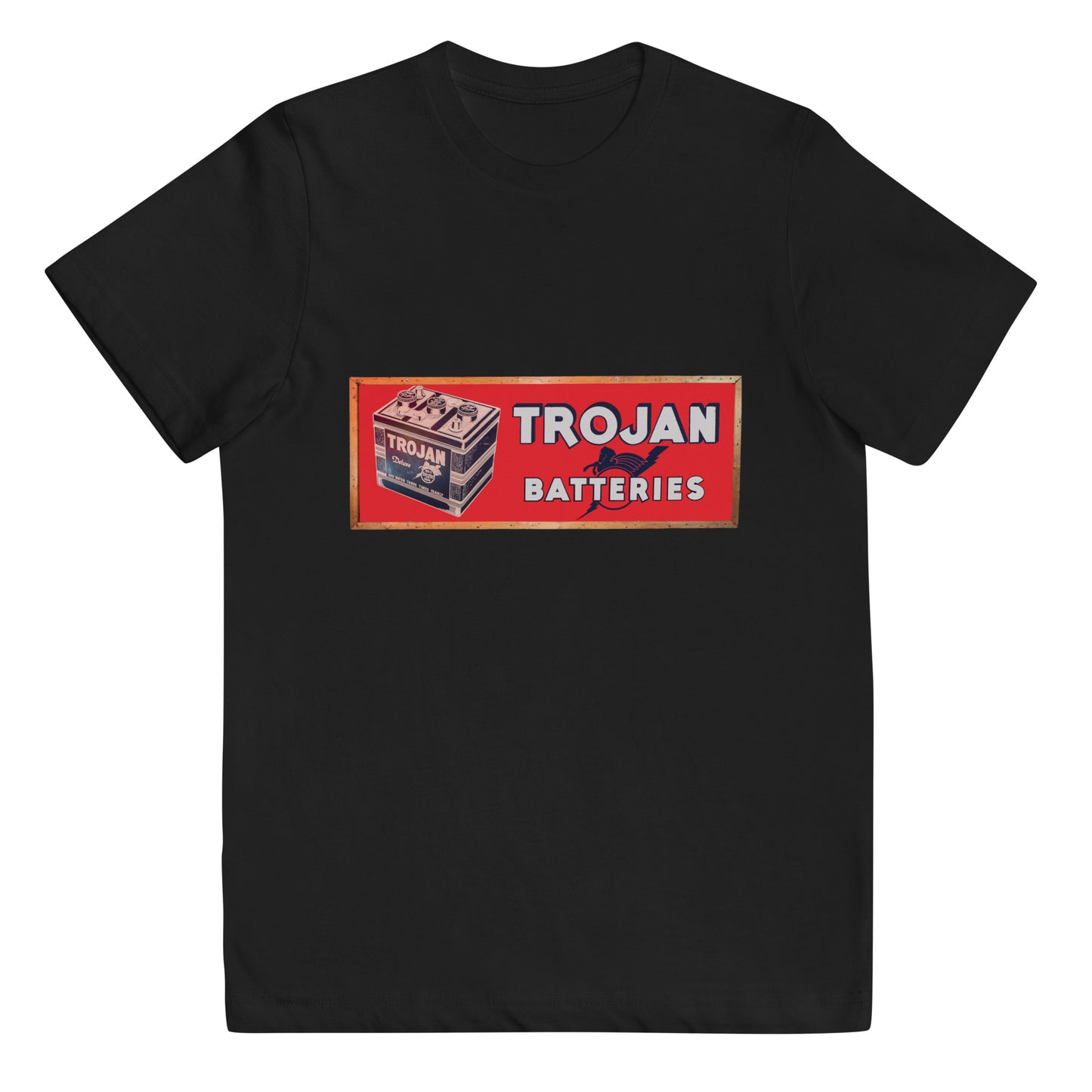 Vintage Trojan Battery Sign Youth jersey t-shirt