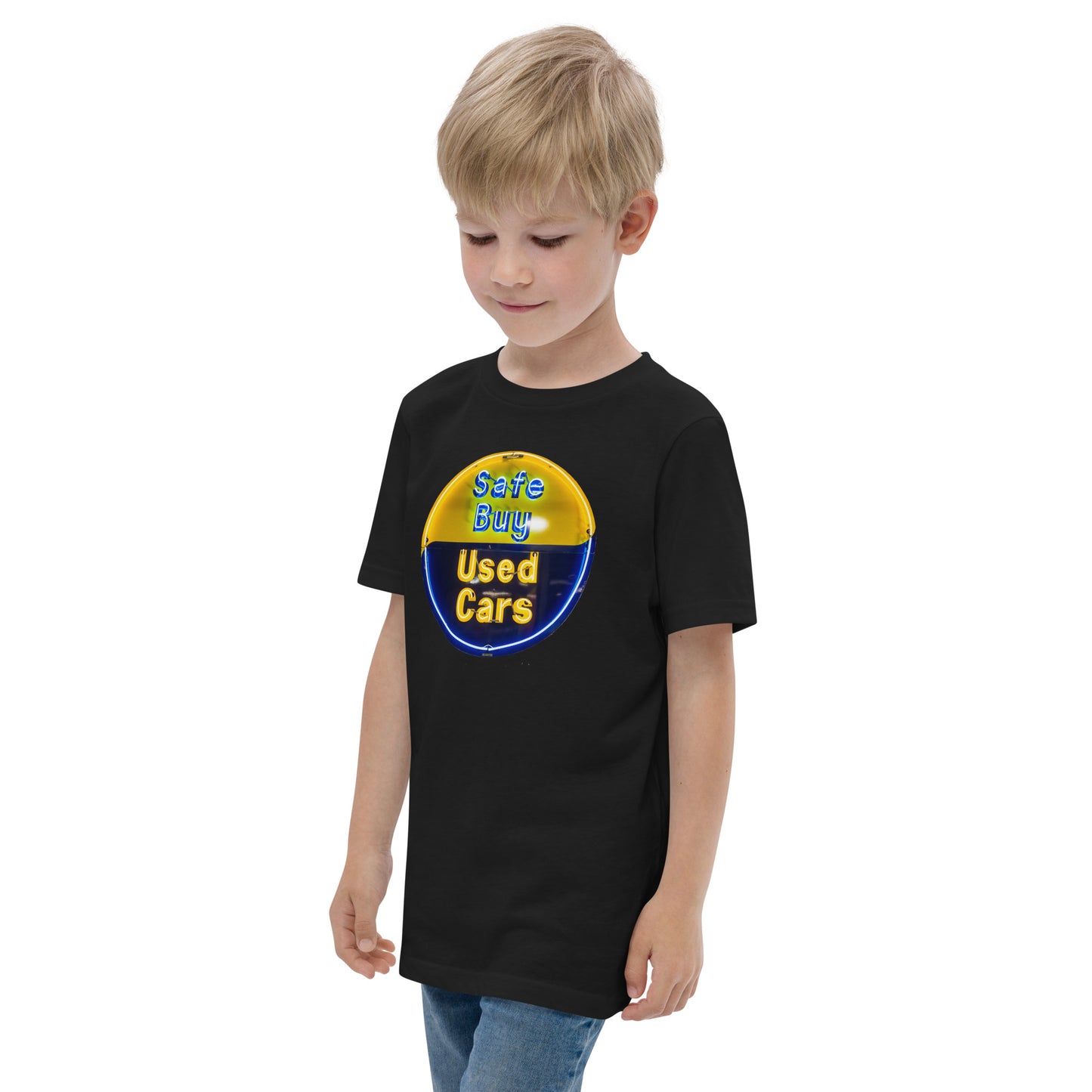 Buy Safe Vintage Used Car Sign Neon Style Youth jersey t-shirt