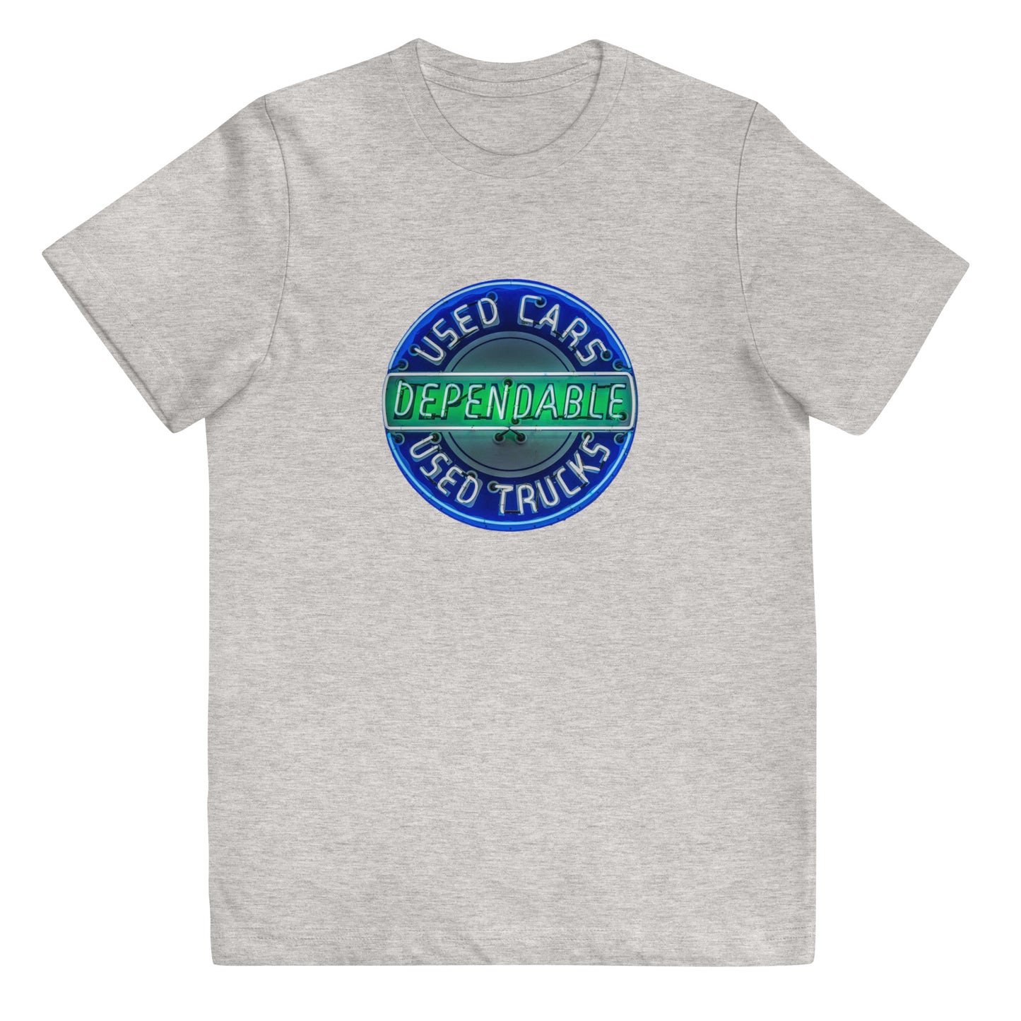 Retro Dependable Used Cars Neon Design Youth jersey t-shirt