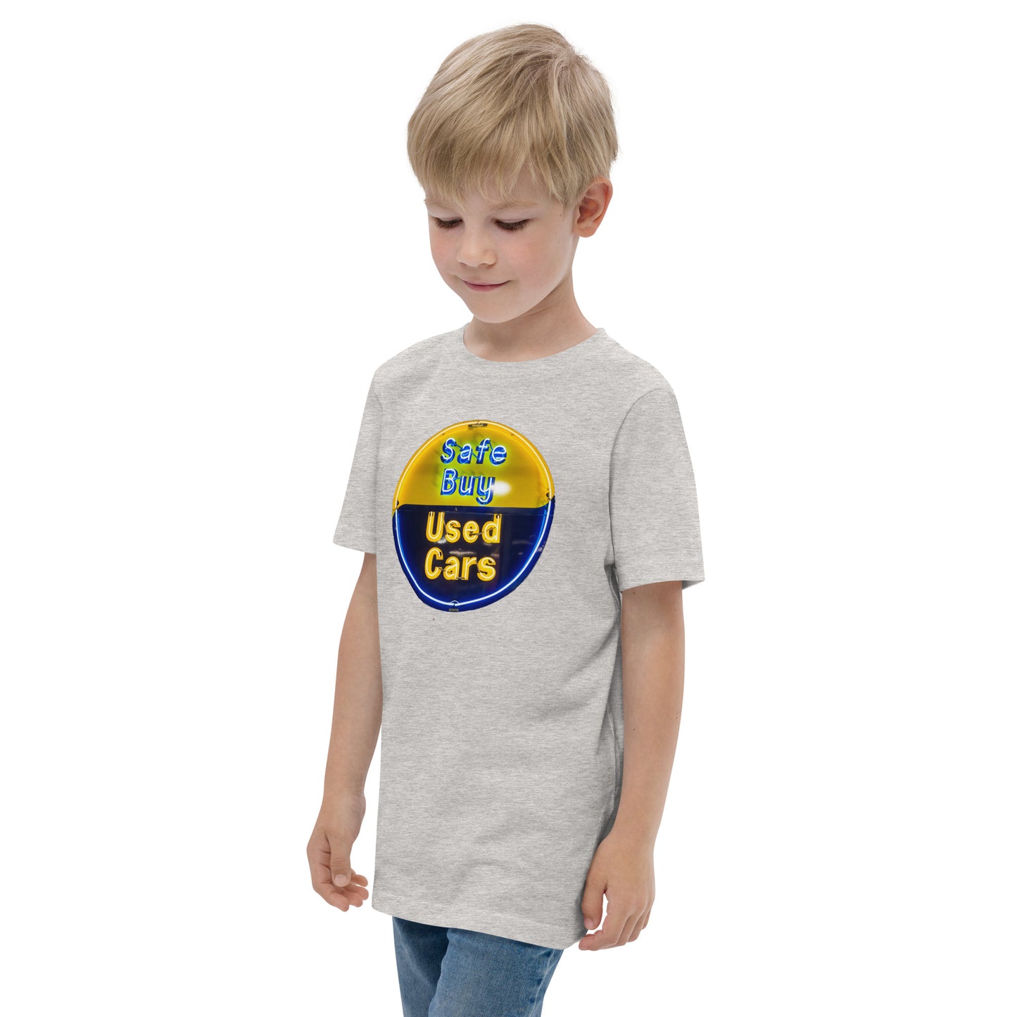 Buy Safe Vintage Used Car Sign Neon Style Youth jersey t-shirt