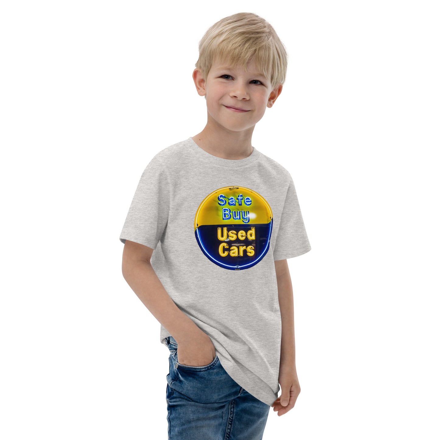 Buy Safe Vintage Used Car Sign Neon Style Youth jersey t-shirt