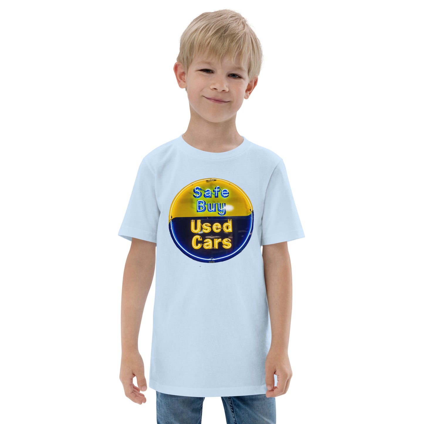 Buy Safe Vintage Used Car Sign Neon Style Youth jersey t-shirt