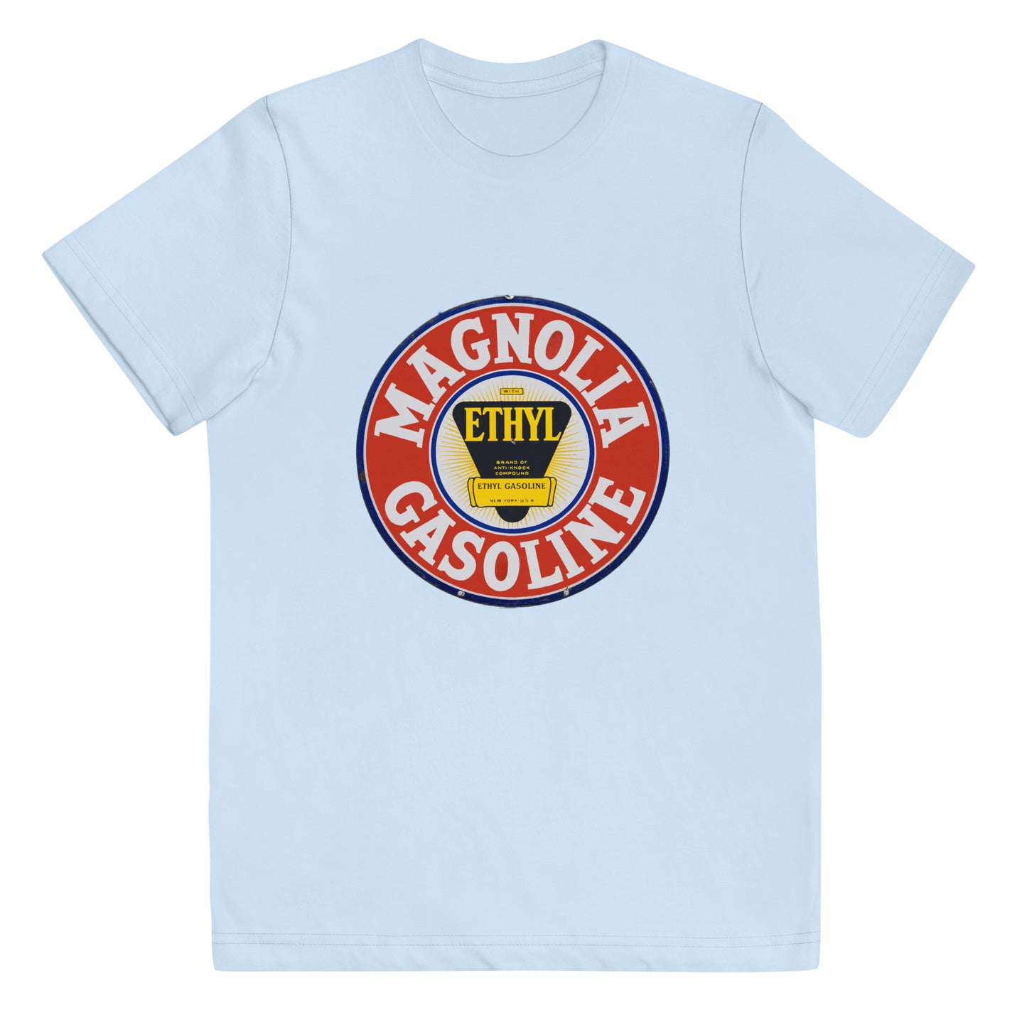Retro Tin Gas Sign Magnolia Youth jersey t-shirt