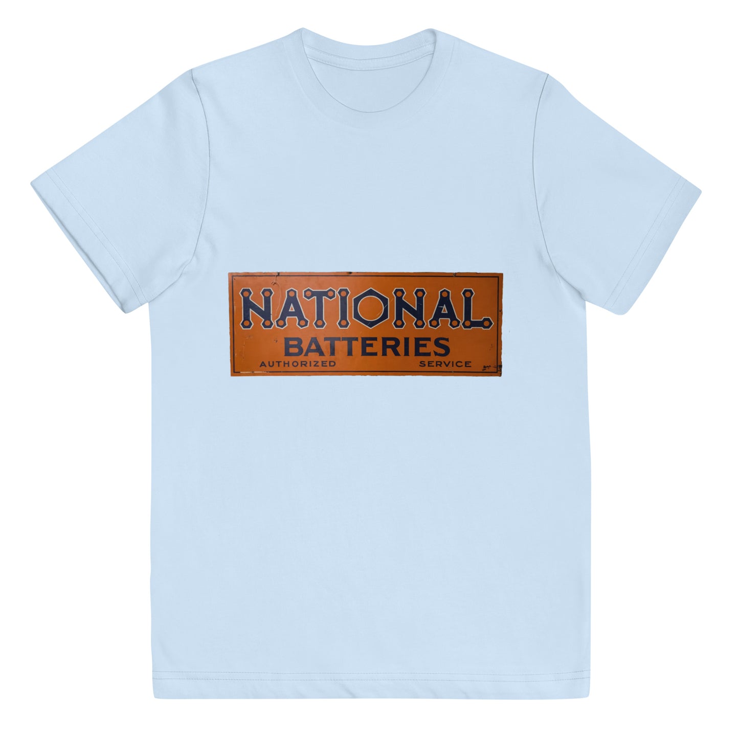 Retro National Battery Sign Patina Style Youth jersey t-shirt
