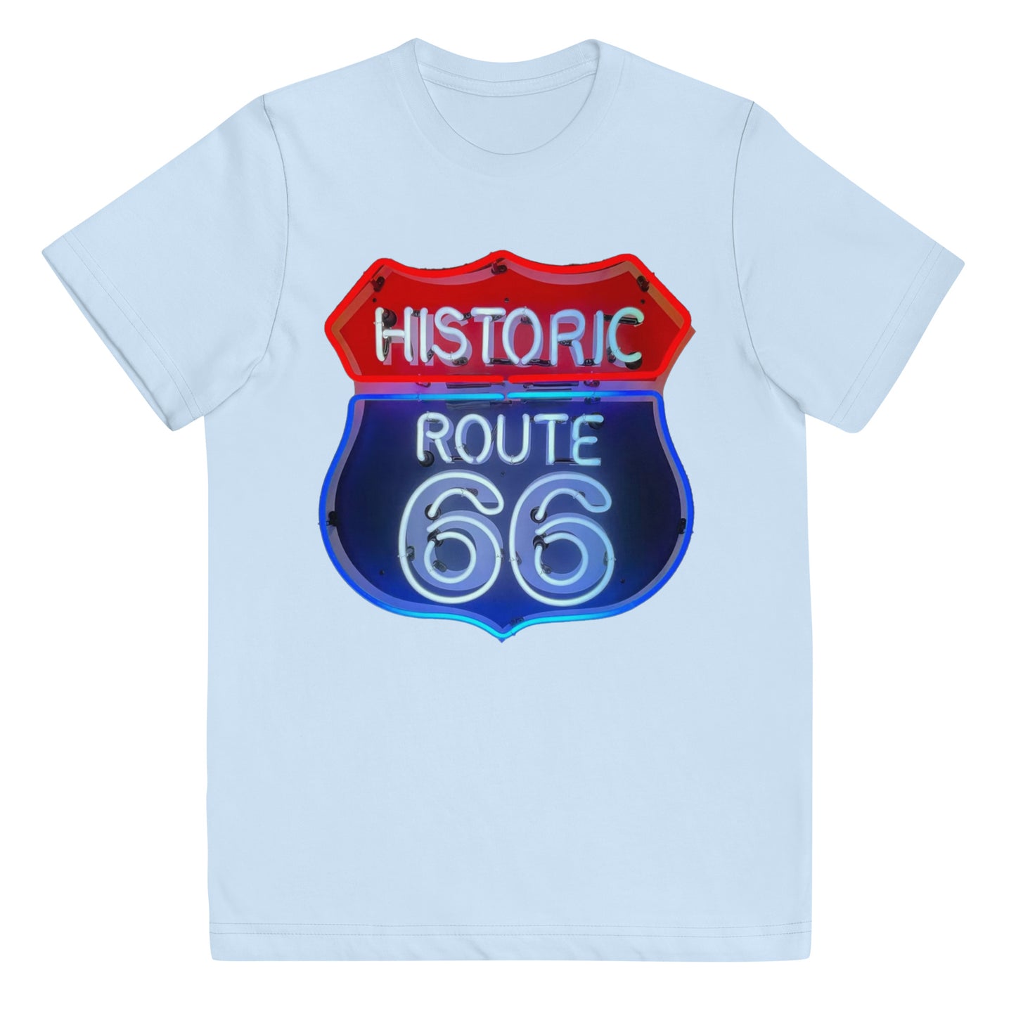Vintage Route 66 Neon Style Youth jersey t-shirt