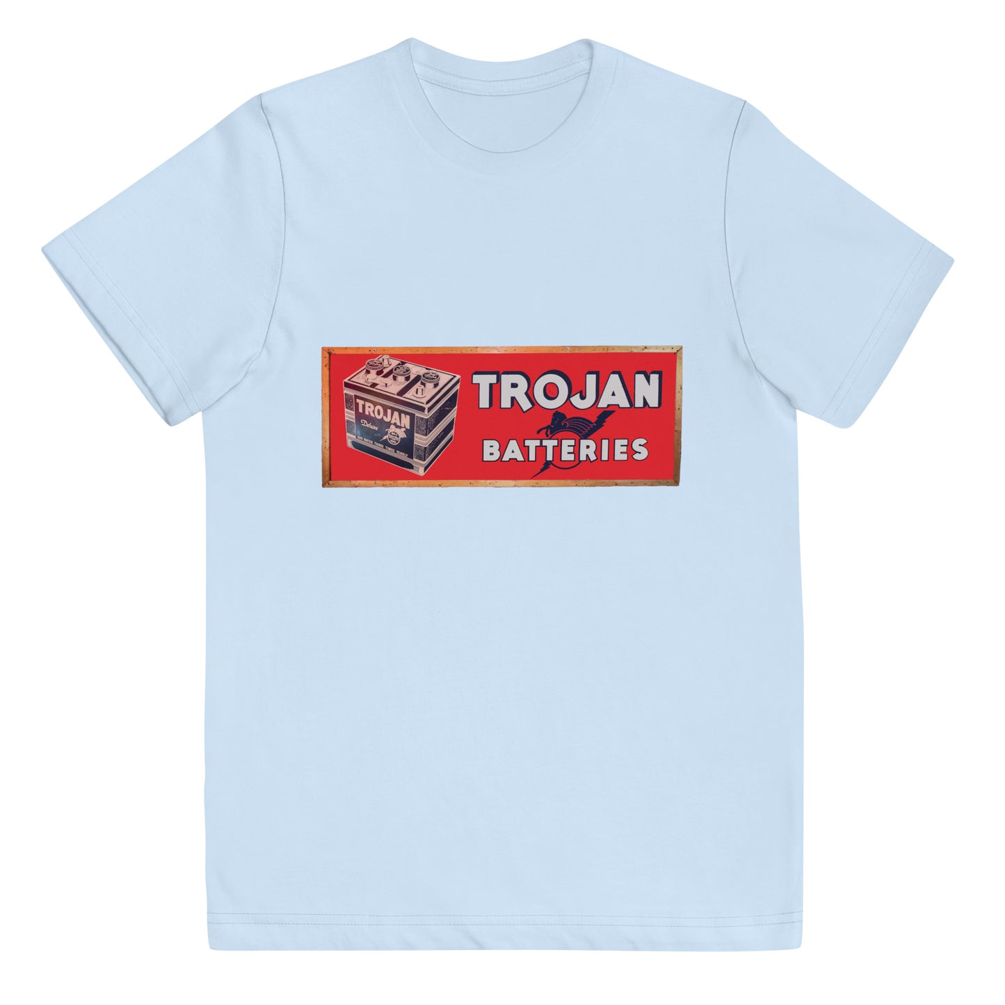 Vintage Trojan Battery Sign Youth jersey t-shirt