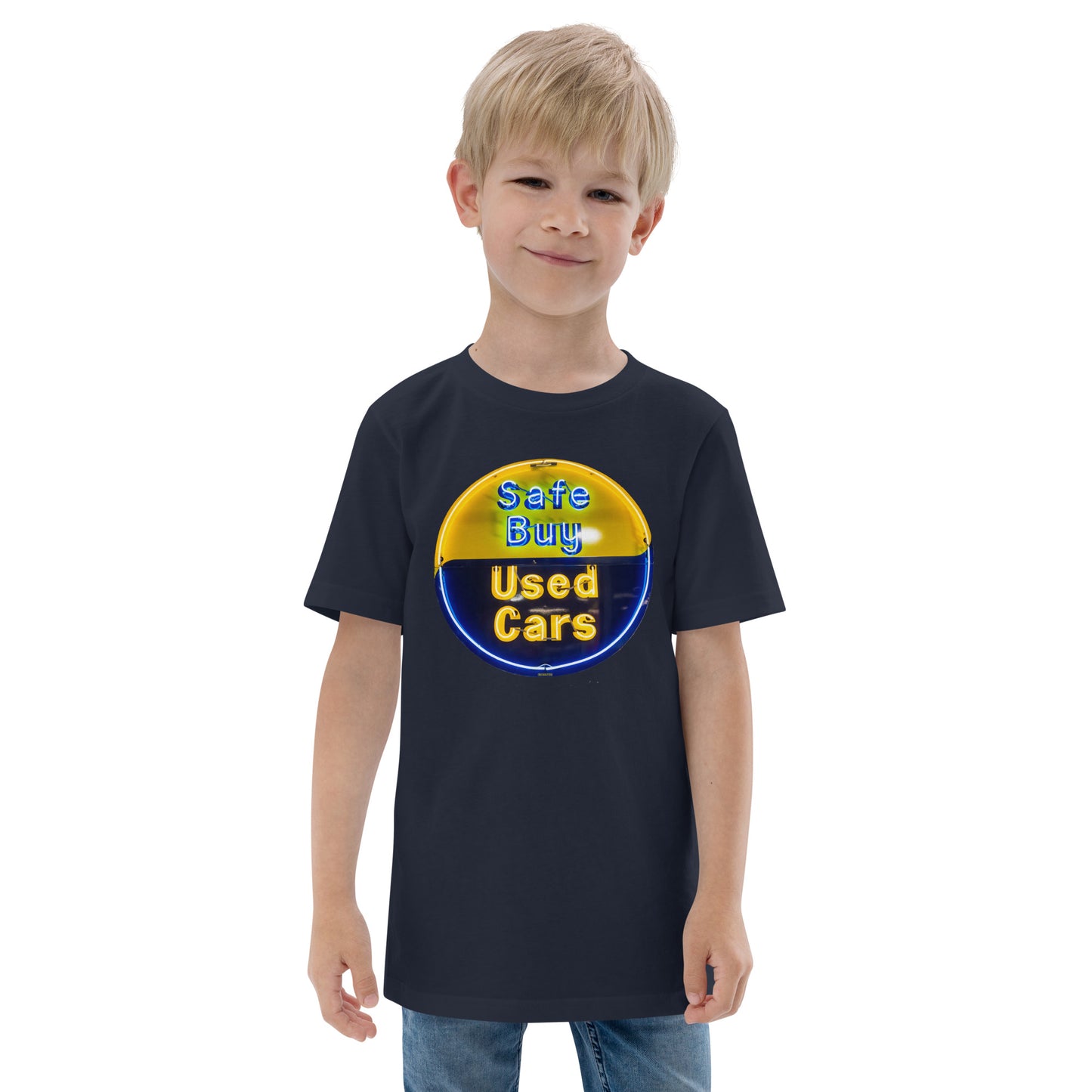 Buy Safe Vintage Used Car Sign Neon Style Youth jersey t-shirt