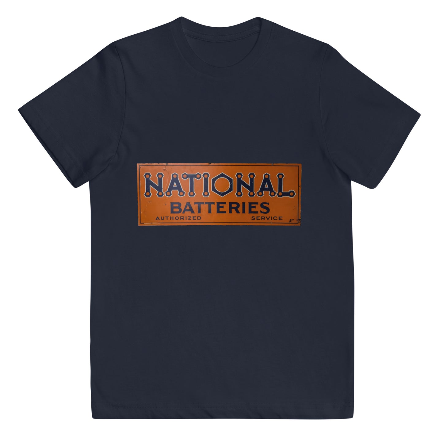 Retro National Battery Sign Patina Style Youth jersey t-shirt