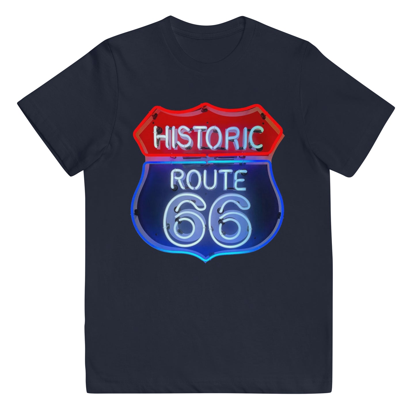 Vintage Route 66 Neon Style Youth jersey t-shirt