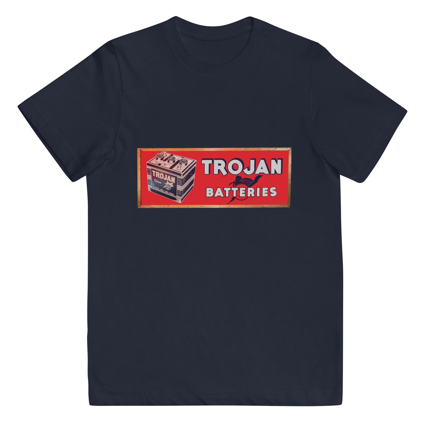 Vintage Trojan Battery Sign Youth jersey t-shirt