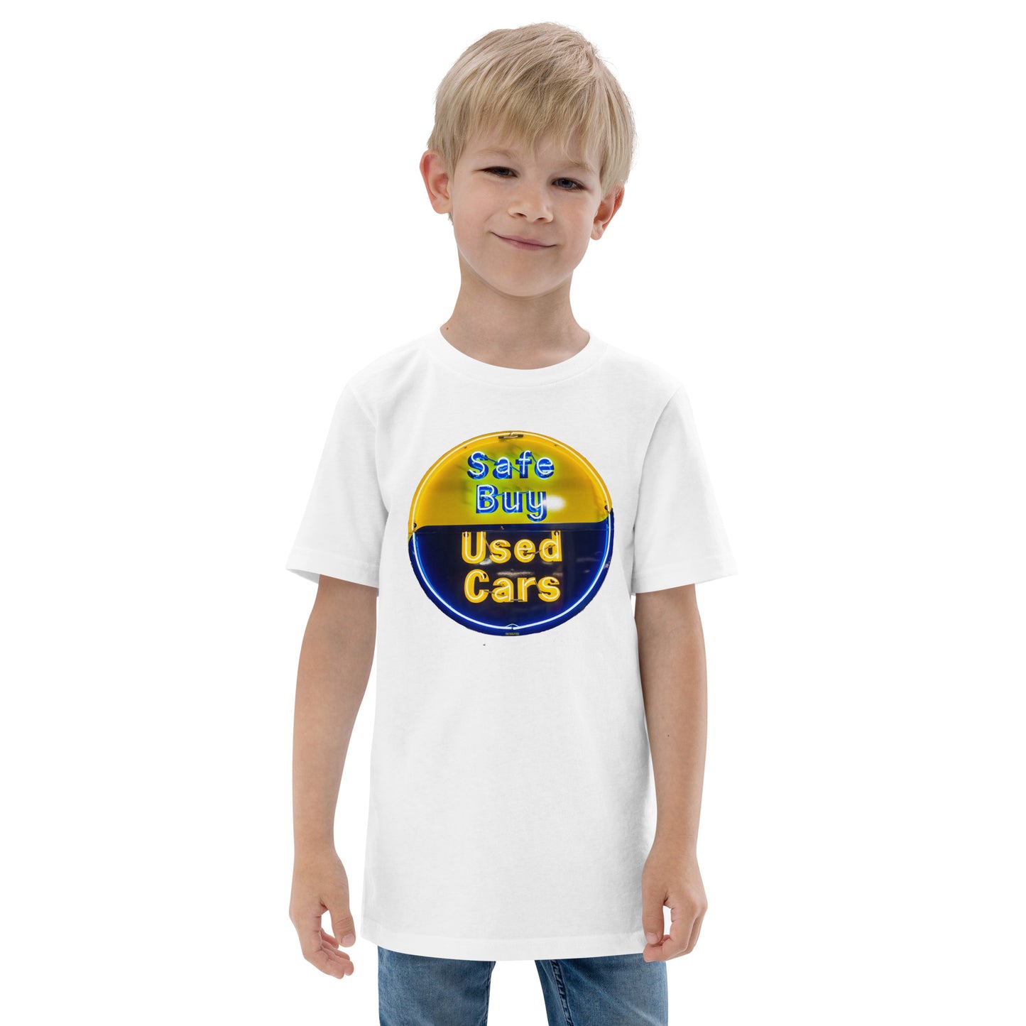 Buy Safe Vintage Used Car Sign Neon Style Youth jersey t-shirt