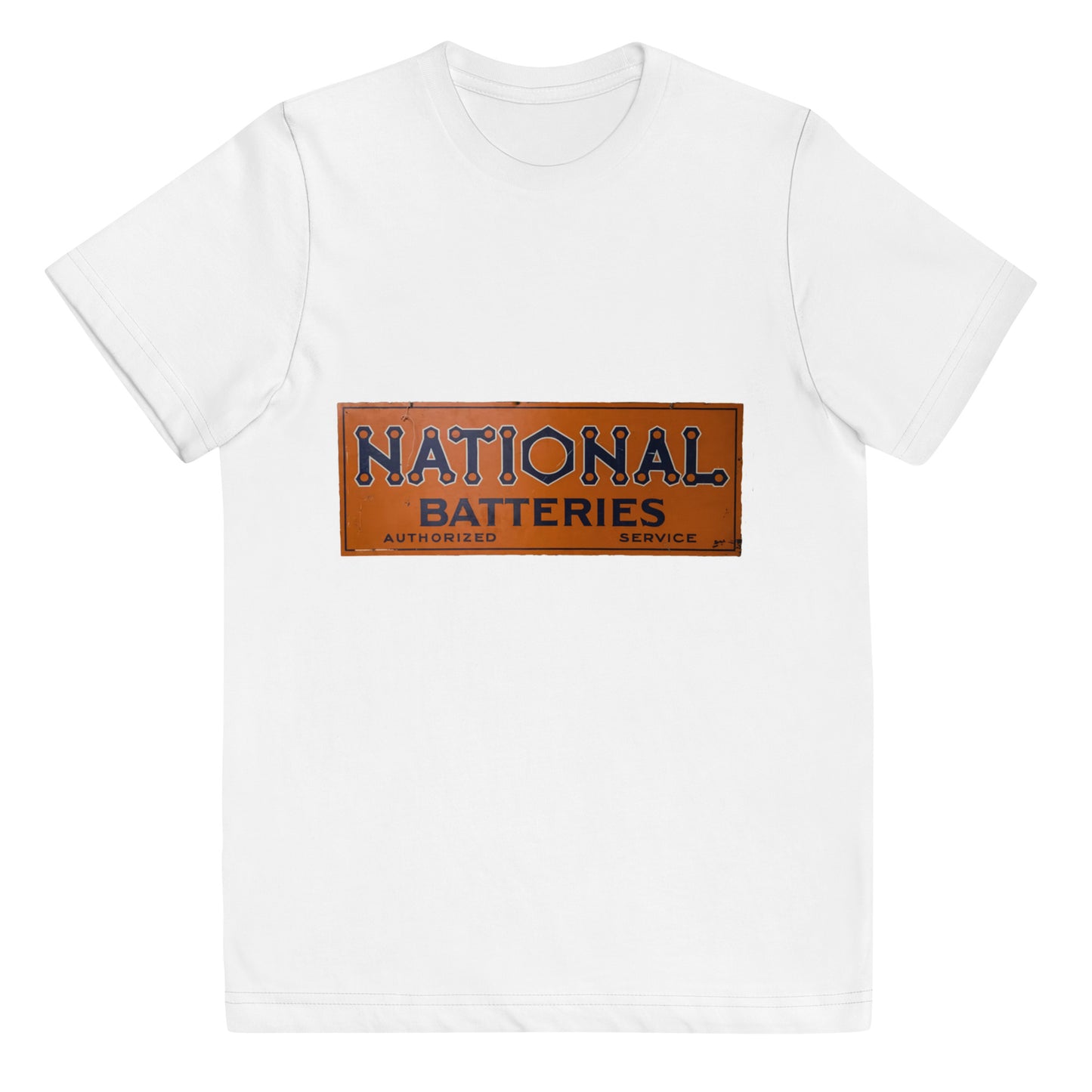 Retro National Battery Sign Patina Style Youth jersey t-shirt