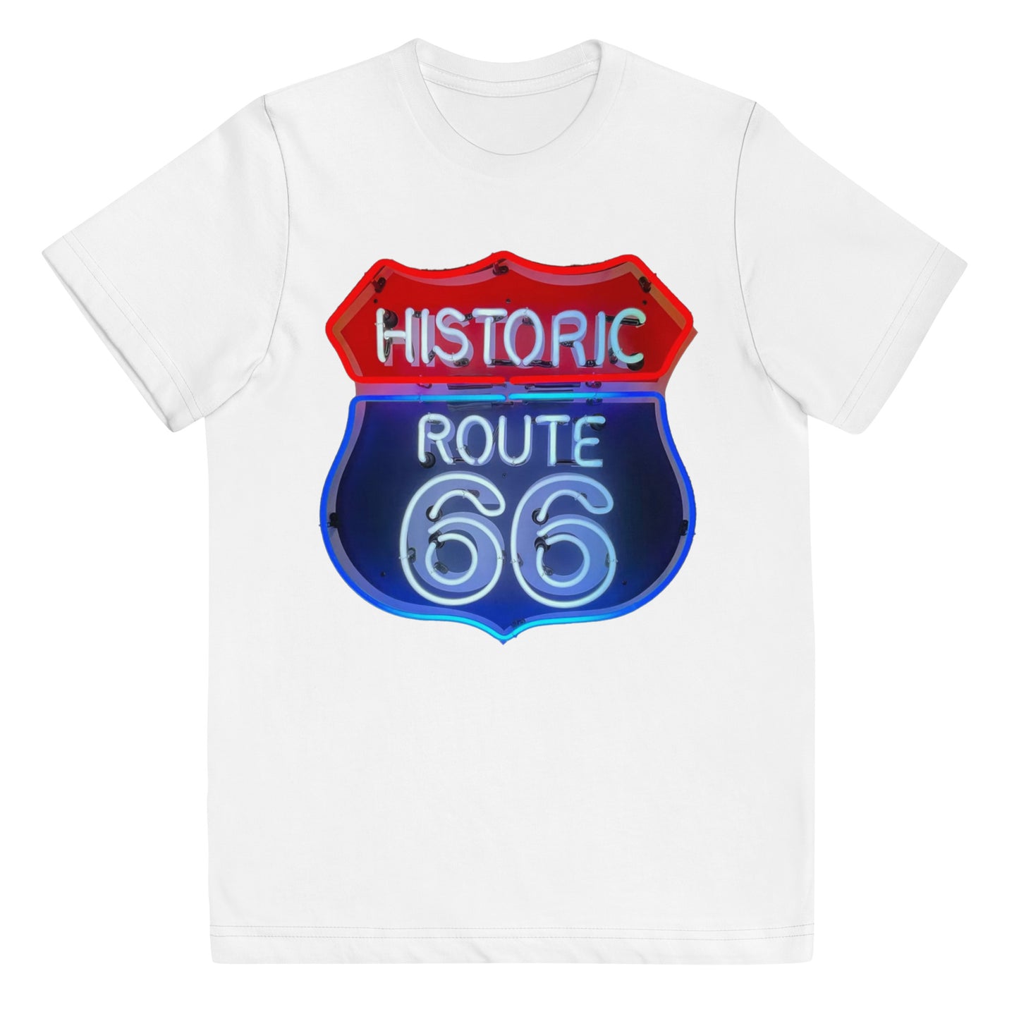Vintage Route 66 Neon Style Youth jersey t-shirt
