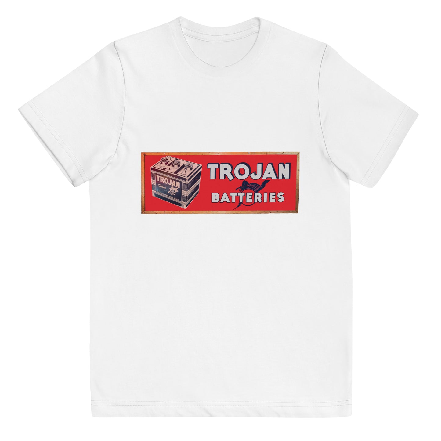 Vintage Trojan Battery Sign Youth jersey t-shirt