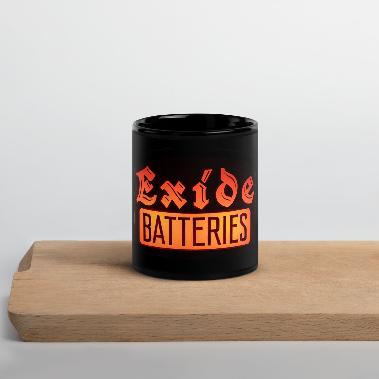 Vintage Battery Sign Black Glossy Mug