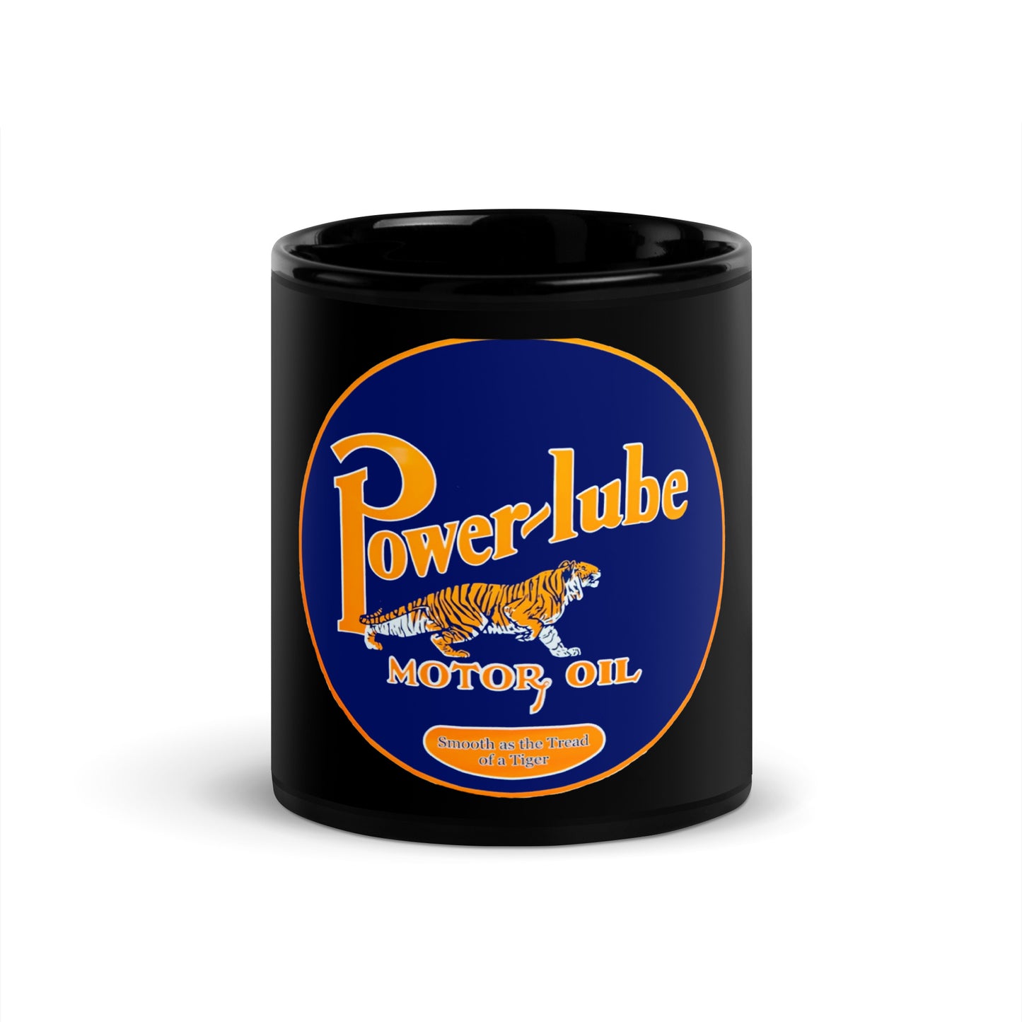 Retro Oil Sign PowerLube Black Glossy Mug