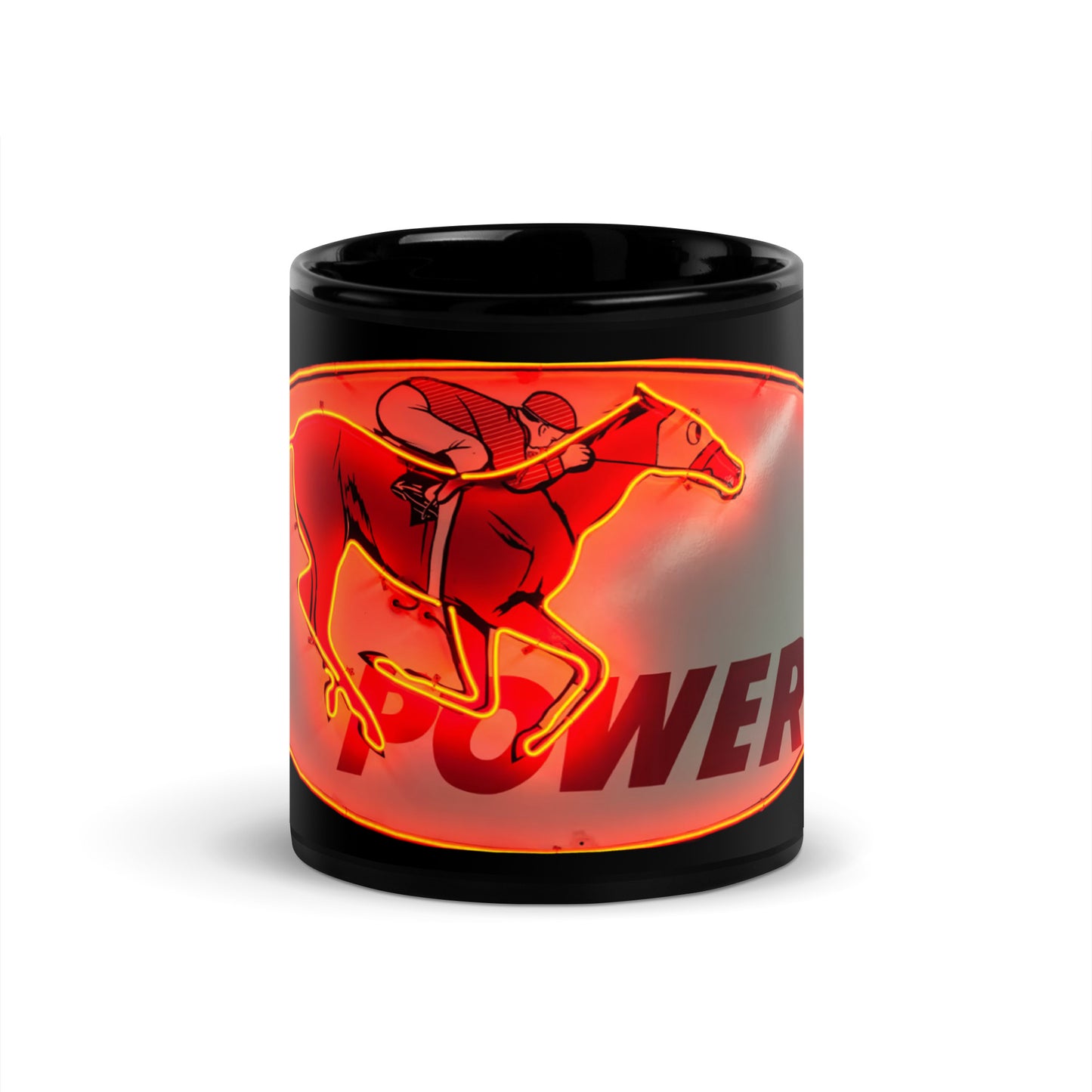 Retro Neon Sign PowerBlack Glossy Mug