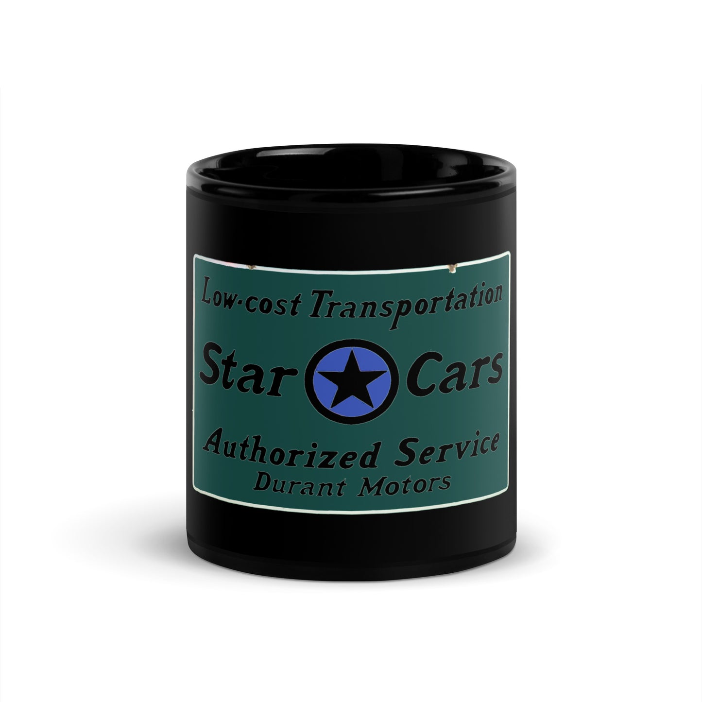 Retro Star Cars Porcelin Style Painted Black Glossy Mug