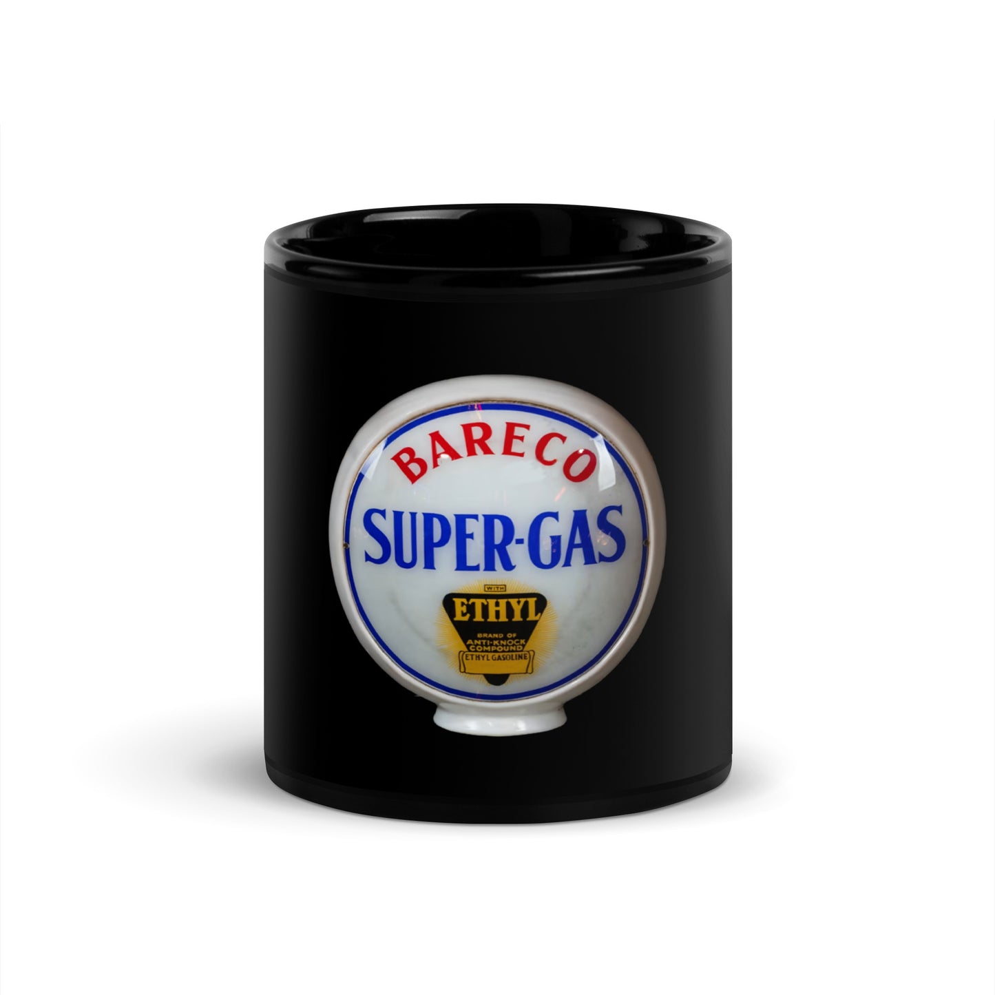 Retro Super Gas Globe Style Black Glossy Mug