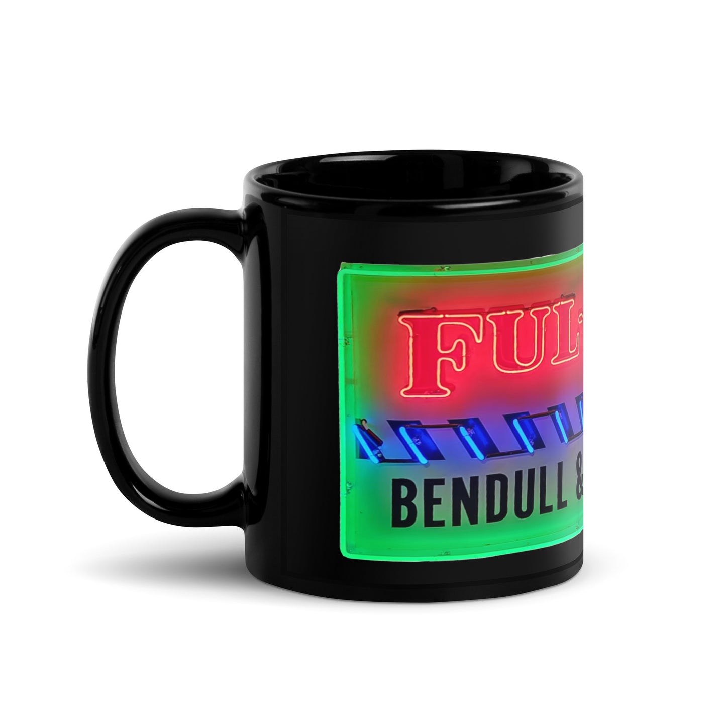 Vintage Racing Sign Neon Style Black Glossy Mug