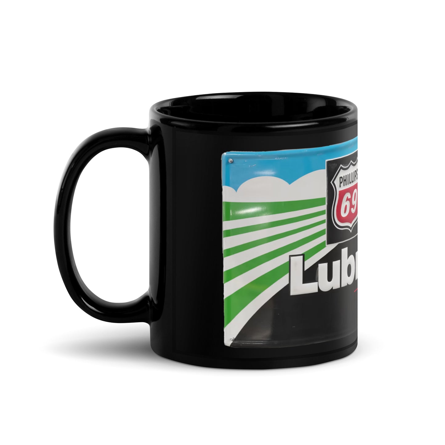 Phillips 69 License Plate Style Black Glossy Mug