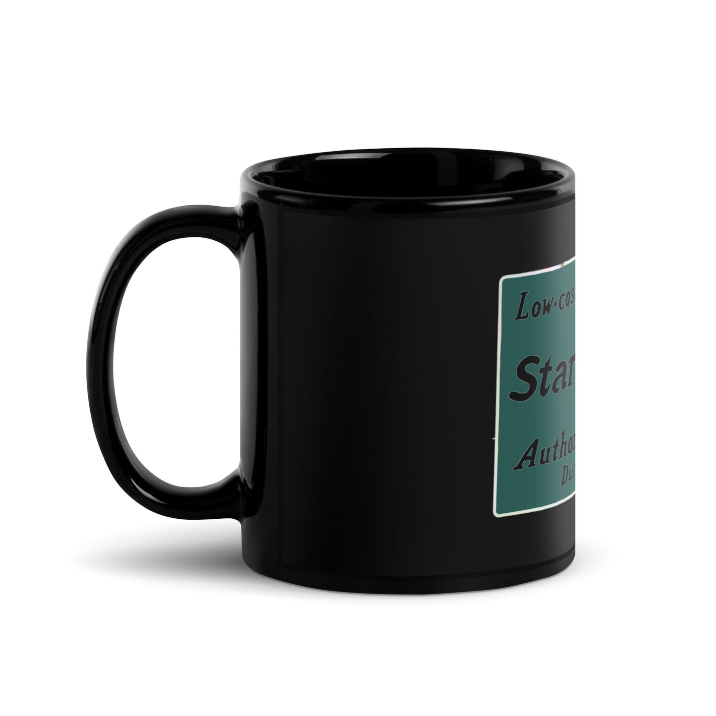 Retro Star Cars Porcelin Style Painted Black Glossy Mug