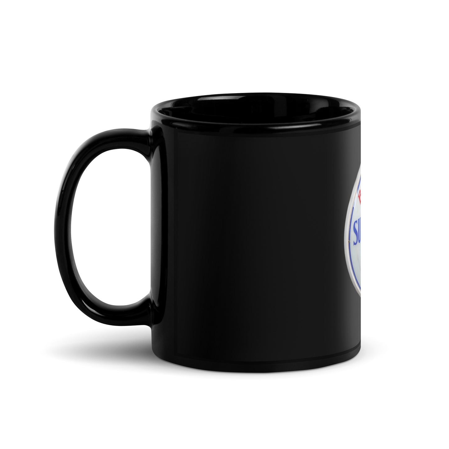 Retro Super Gas Globe Style Black Glossy Mug