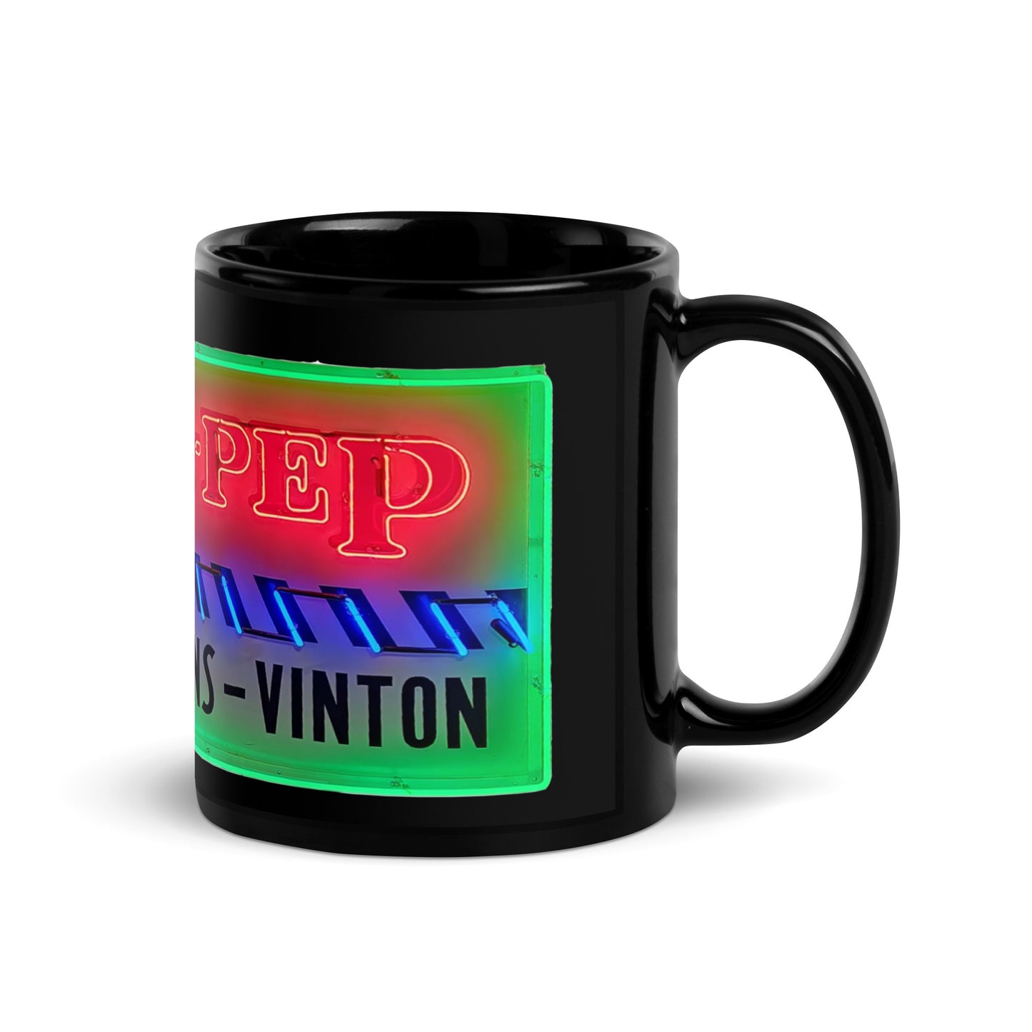 Vintage Racing Sign Neon Style Black Glossy Mug