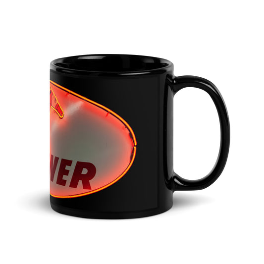 Retro Neon Sign PowerBlack Glossy Mug