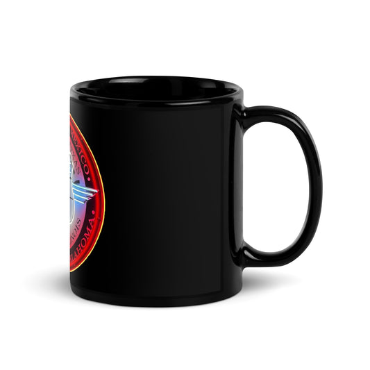 Vintage Route 66 Neon Style Lit Black Glossy Mug