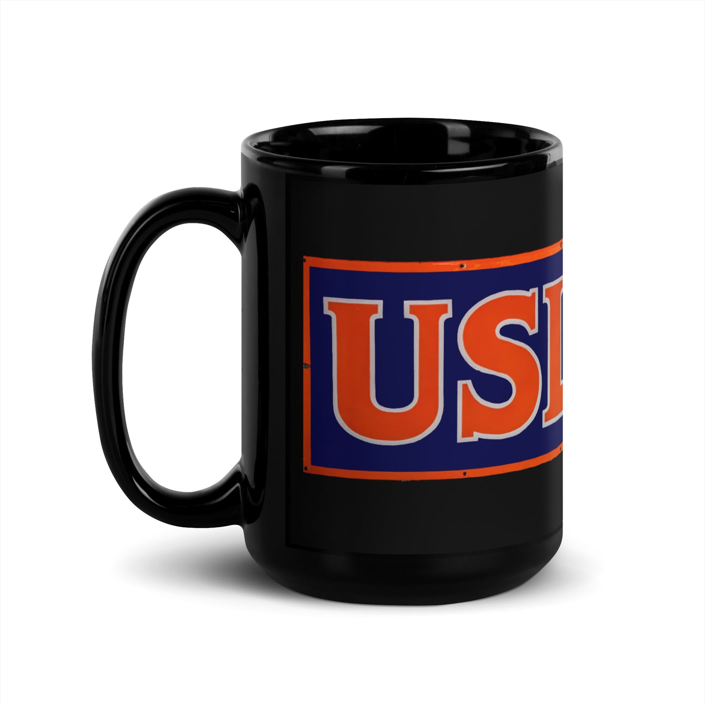 Retro USL Battery Tin Style Black Glossy Mug