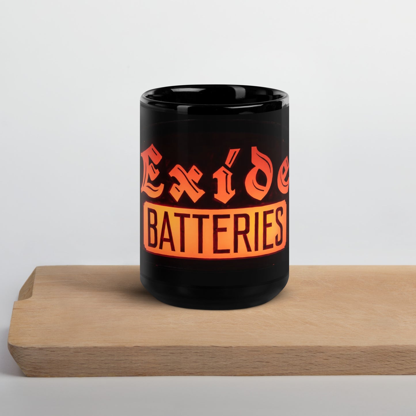 Vintage Battery Sign Black Glossy Mug