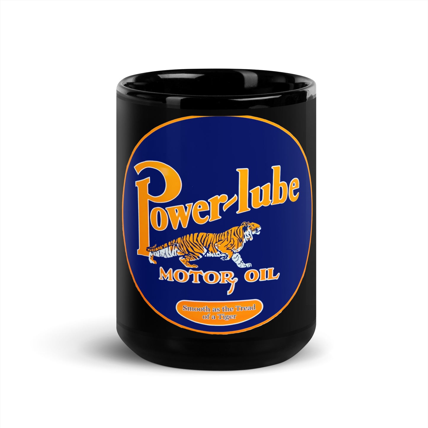 Retro Oil Sign PowerLube Black Glossy Mug