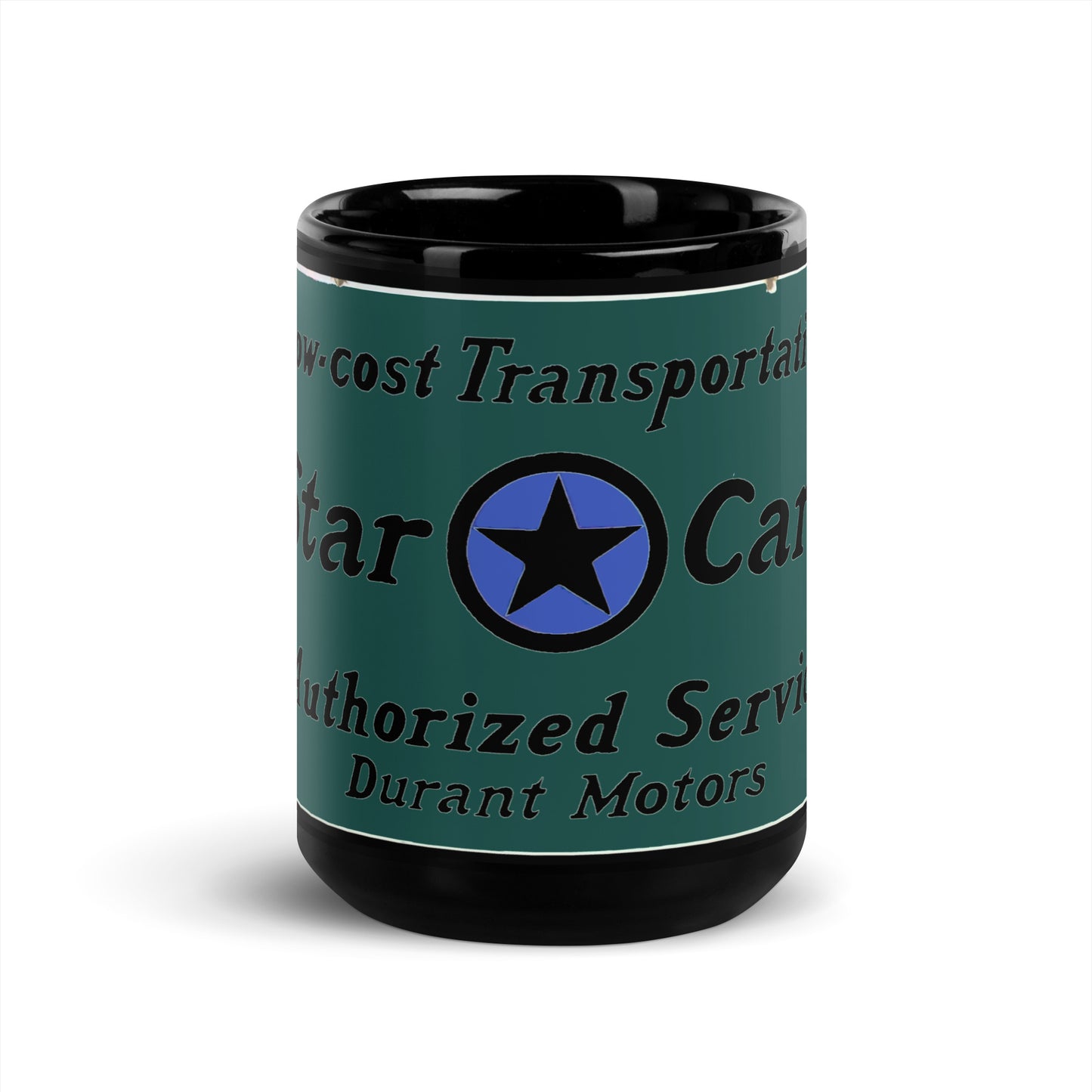 Retro Star Cars Porcelin Style Painted Black Glossy Mug