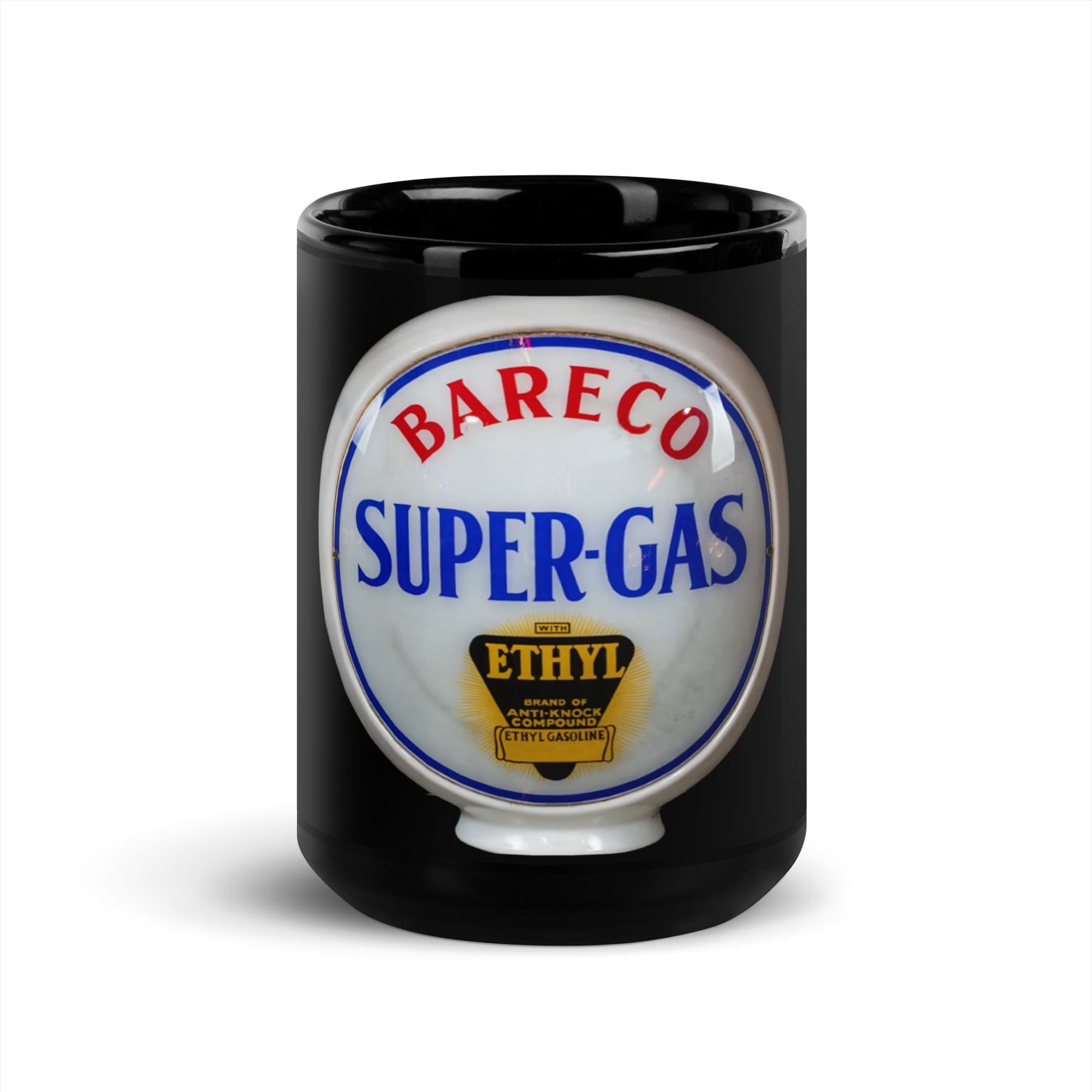 Retro Super Gas Globe Style Black Glossy Mug