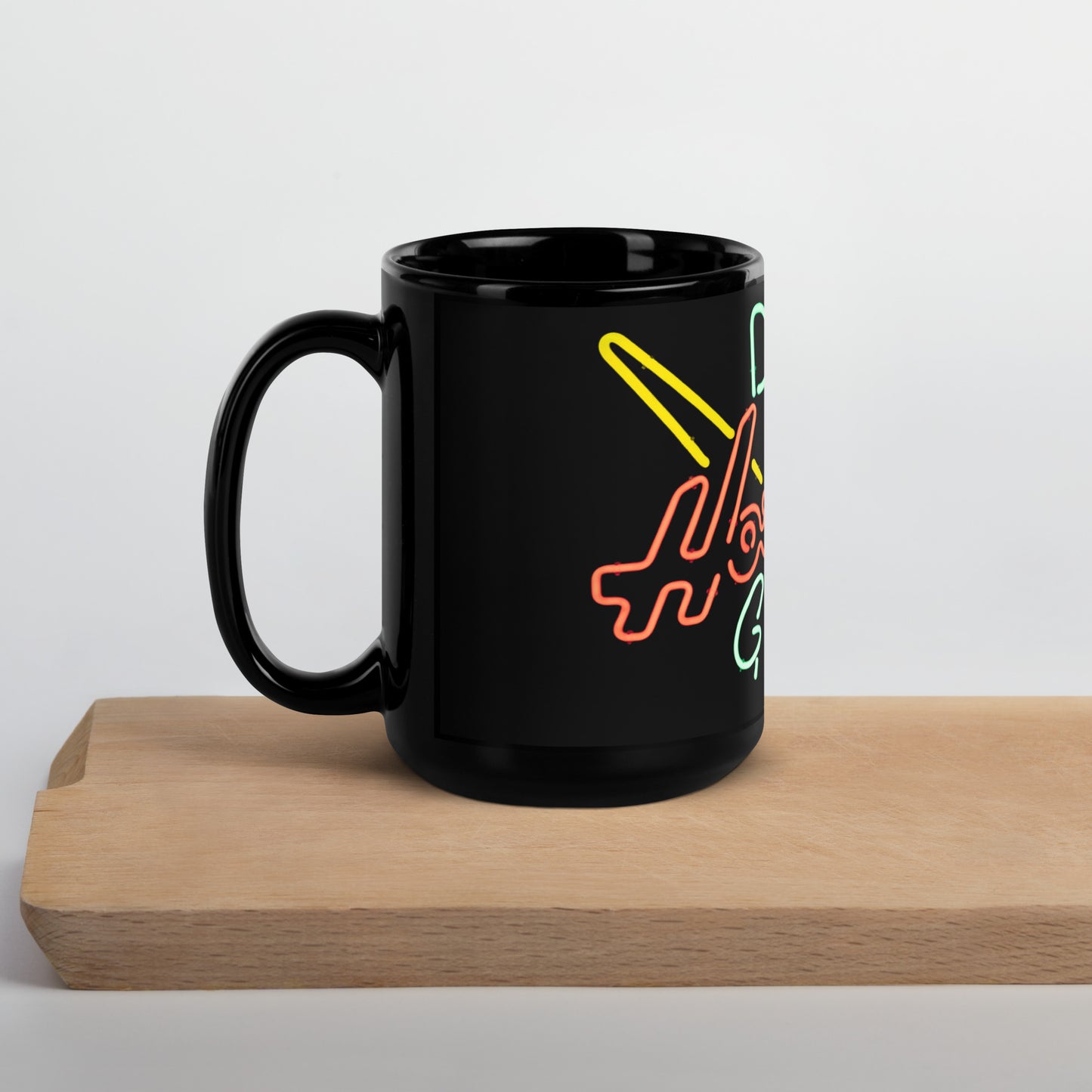 Dads Hot Rod Garage Retro Neon Sign Splatter Design Black Glossy Mug